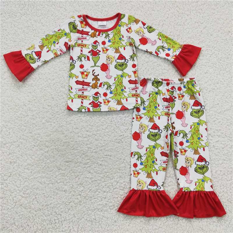 Sibling Baby Boys Girls Christmas Frog Pants Pajamas Clothing Sets