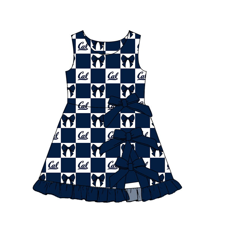 Custom Order Baby Girls Bows BEARS Team Short Knee Length Dress