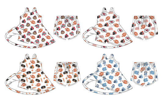 26.1.16 Custom (Moq 3 or 5) Sibling Baby Girl Team bow Short Sleeve Dress Shorts Clothes