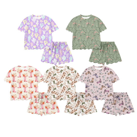 26.1.15 Custom MOQ:3 or 5 pcs each design milk silk Sibling baby boy girl clothes easter short sleeve shorts sets 5