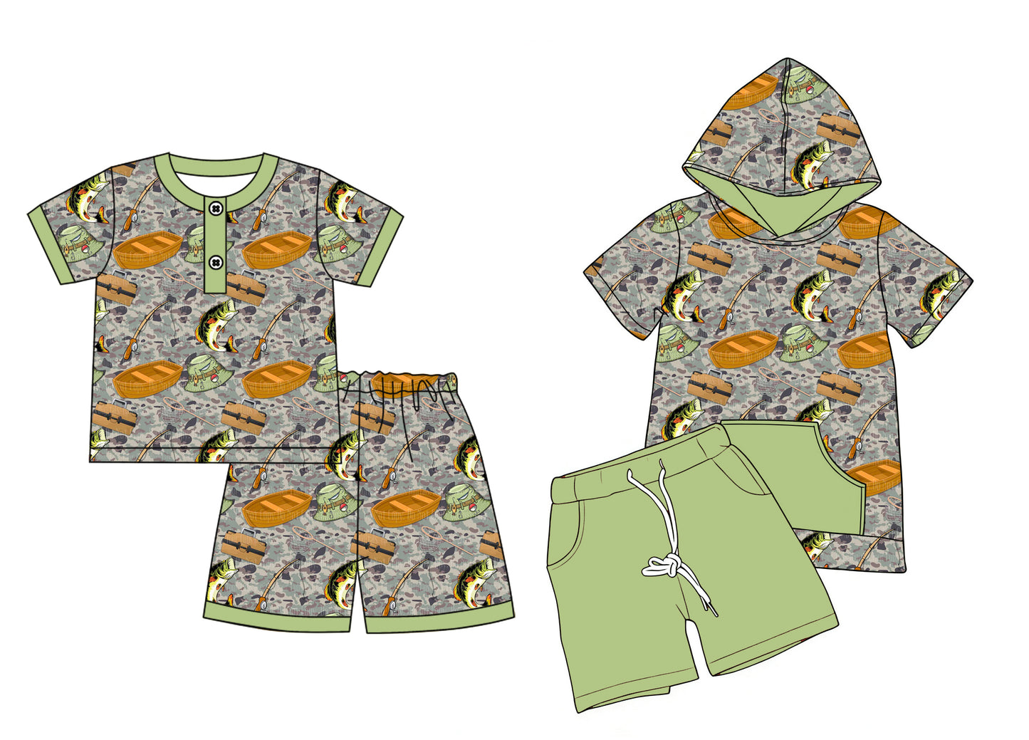26.1.9 Custom MOQ:3 or 5 pcs each design milk silk Sibling baby boy clothes fishing short sleeve shorts sets and romper