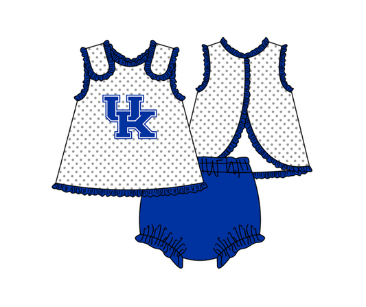 2.2 Custom Order Moq 3 Baby Girl Sleeveless UK Polka Dots Tunic Bummies Team Clothes Sets