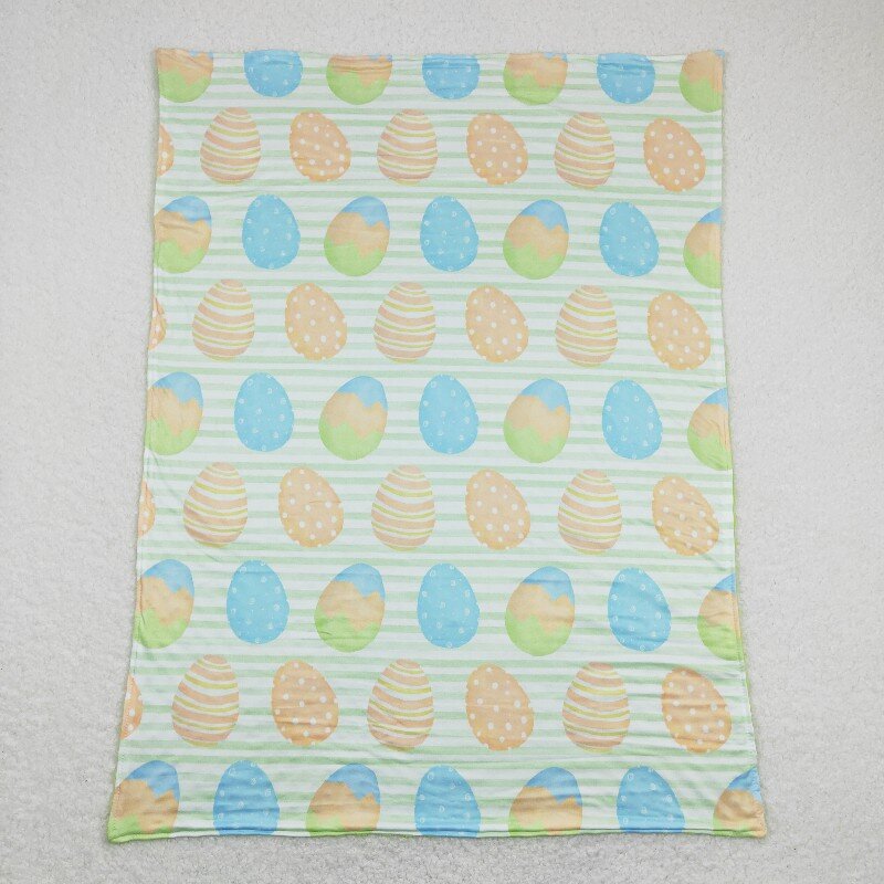 BL0121 Easter egg green and white striped baby blanket