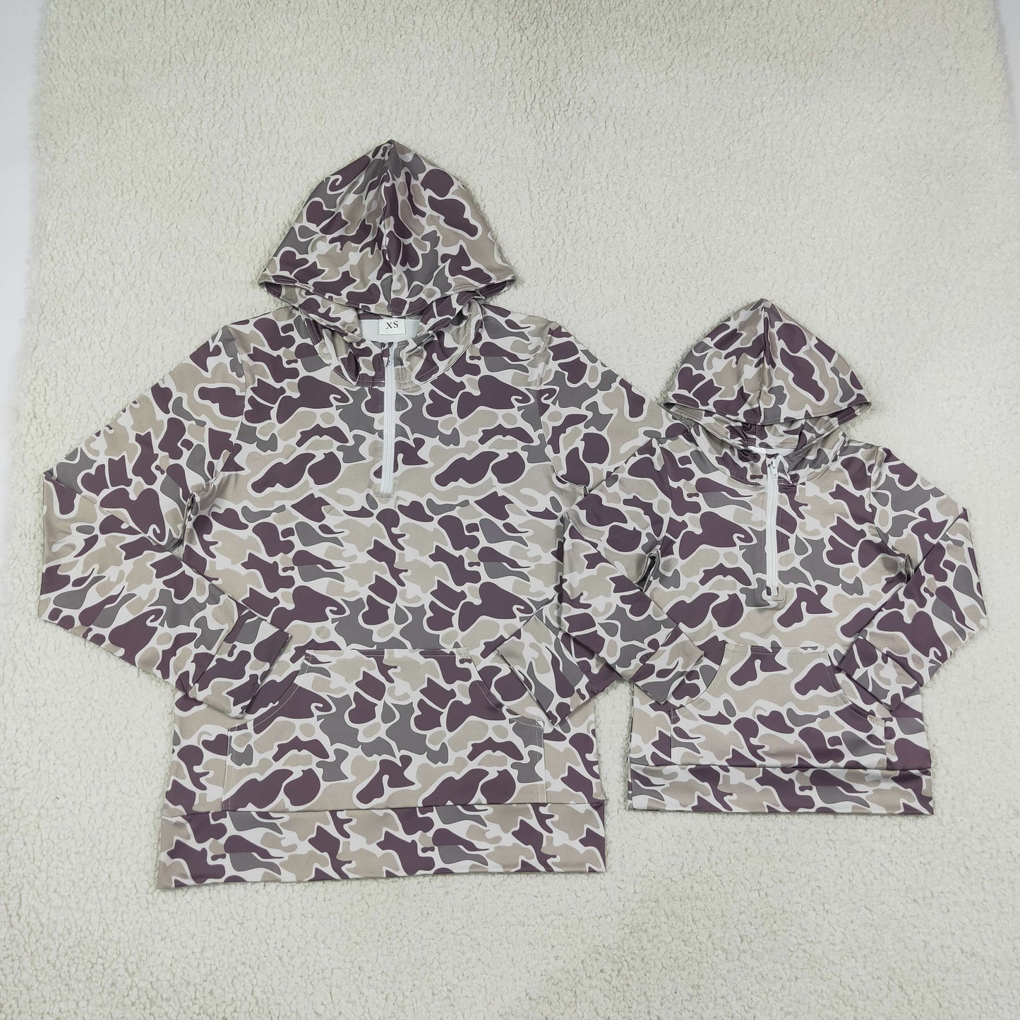 Daddy and Me Long Sleeve Southern Camo Zipper Pocket Hoodies Tops