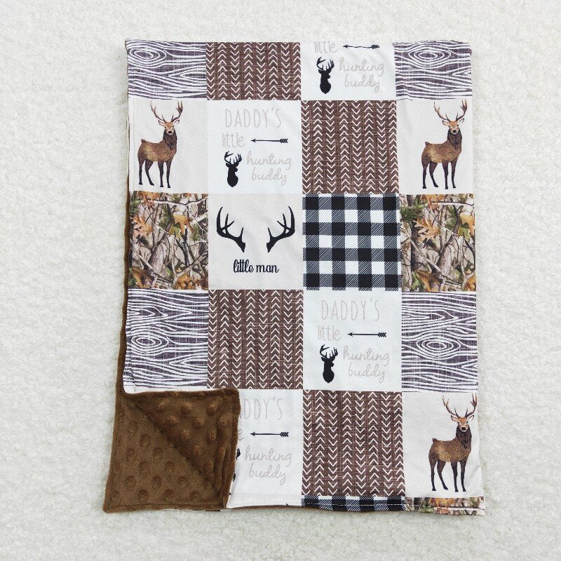 BL0104 elk hunting plaid brown baby blanket