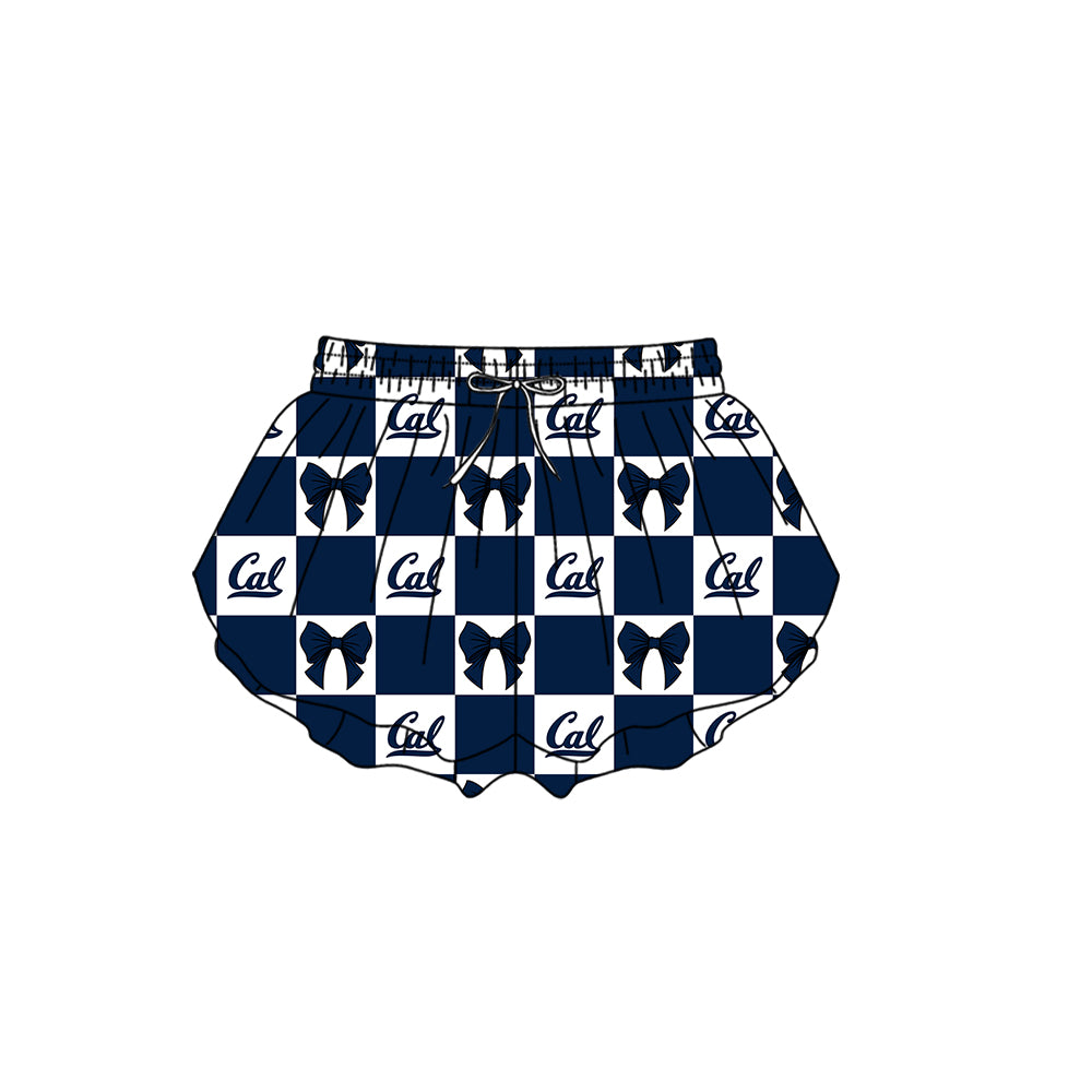 Custom Moq 3 or 5 Team Design Baby Girl Cal Bows Plaid Team Ruffle Shorts