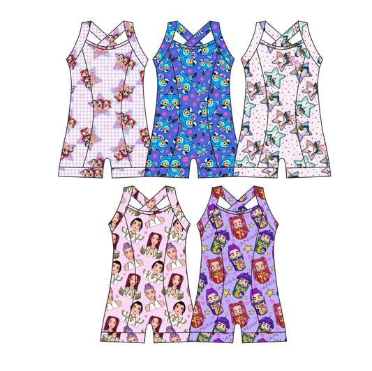 26.1.7 Custom MOQ:3 or 5 pcs each design milk silk Sibling baby girl clothes cartoon suspender jumpsuit 5