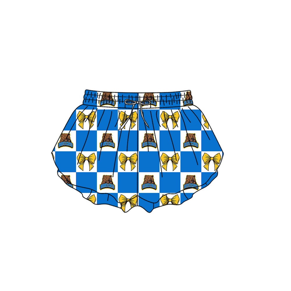 1.28 Custom Moq 3 Baby Girl UCLA Bows Plaid Team Ruffle Shorts