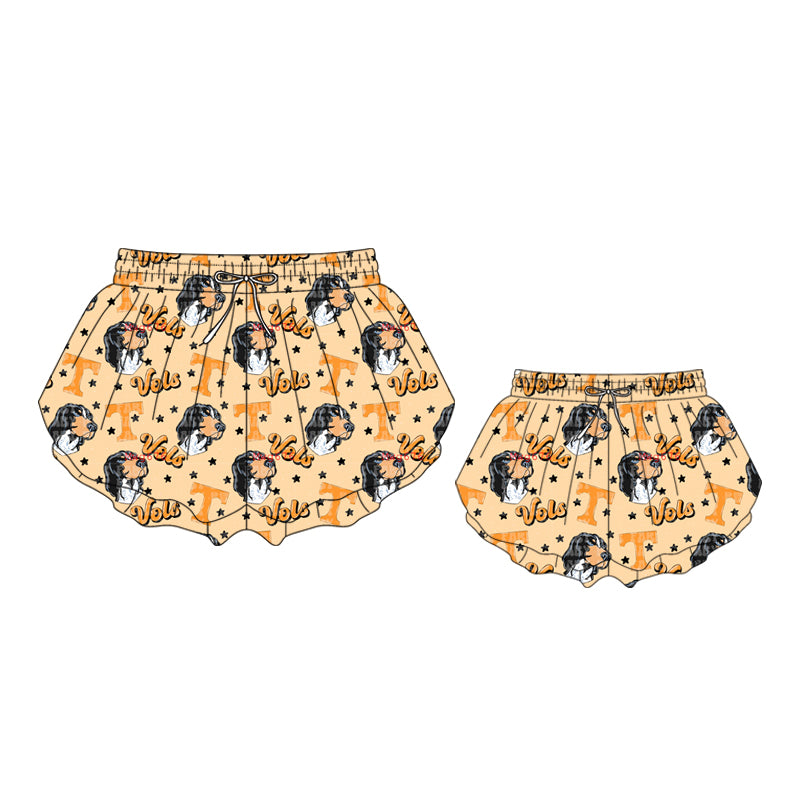 26.1.17 Custom (Moq 3 or 5) Sibling Baby girl Team orange kids Shorts and adult shorts