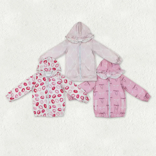 Sibling baby girls clothes hooded zipper long sleeve tops