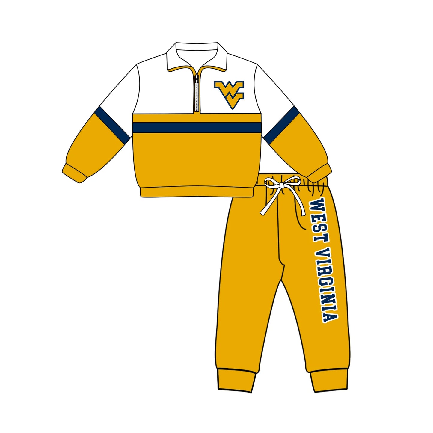 Custom Order Baby Boys West Virginia Zip Pullover Pants Team Clothes Sets