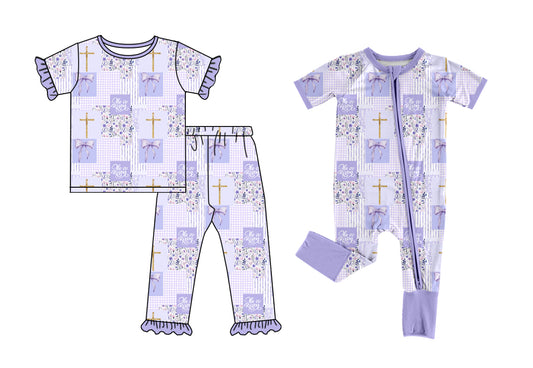 26.1.3 Custom MOQ:3 or 5 pcs each design milk silk Sibling baby girl clothes easter bow floral short sleeve pants sets and romper