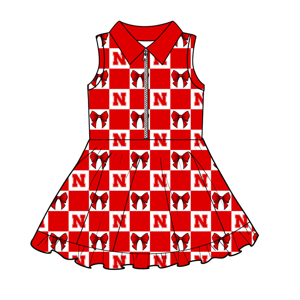 Custom Milk Silk Order MOQ:3 or 5 pcs Each Design Team State Girl Summer Bow Red Sleeveless Skirts Sets 3 and dress and shorts-26.1.22