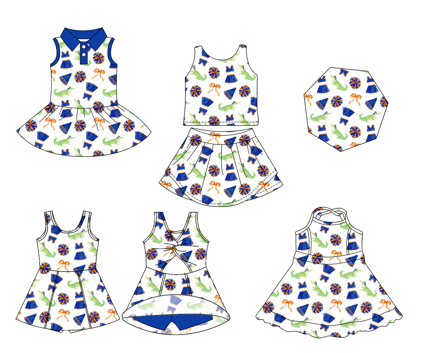 26.1.16 Custom (Moq 3 or 5) Sibling Baby Girl Sleeveless Team Short Knee Length Dresses and skirts sets