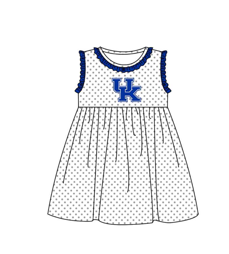 2.2 Custom Order Moq 3 Baby Girl Sleeveless UK Polka Dots Team Knee Length Dresses