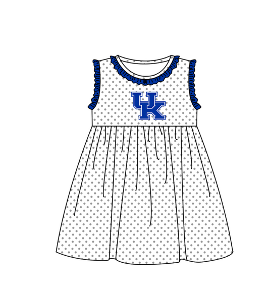 2.2 Custom Order Moq 3 Baby Girl Sleeveless UK Polka Dots Team Knee Length Dresses
