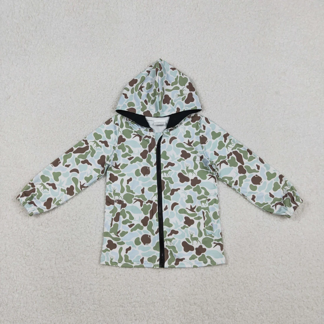 Sibling baby boys girls clothes camouflage zipper hooded long sleeve tops