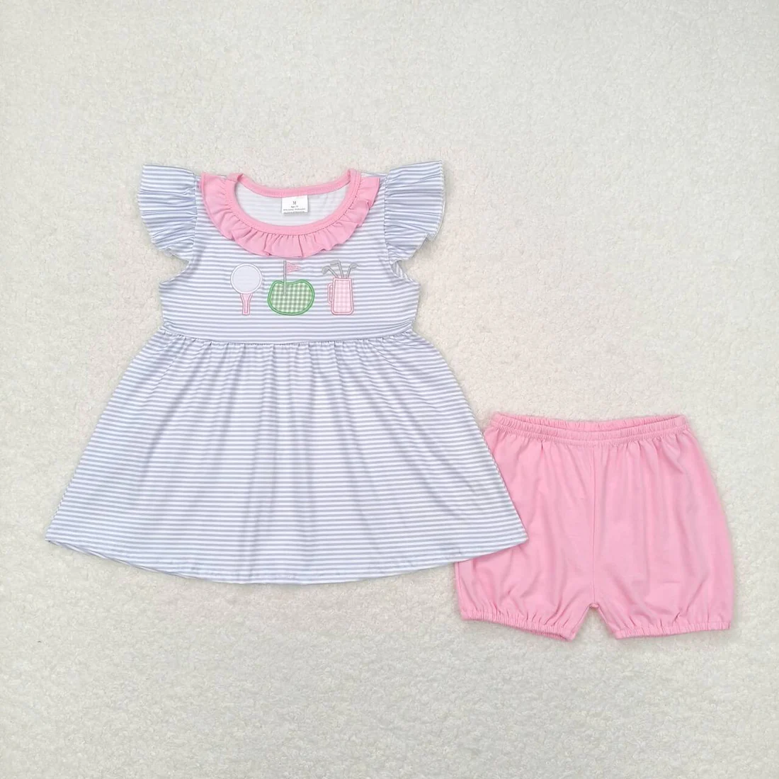 Sibling Baby Boys girls clothes embroidery short sleeve Shorts Clothes Sets