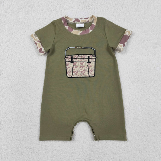 RTS NO MOQ（In Stock) SR3761 Embroidered Camouflage Toolbox Green Short-Sleeve Jumpsuit