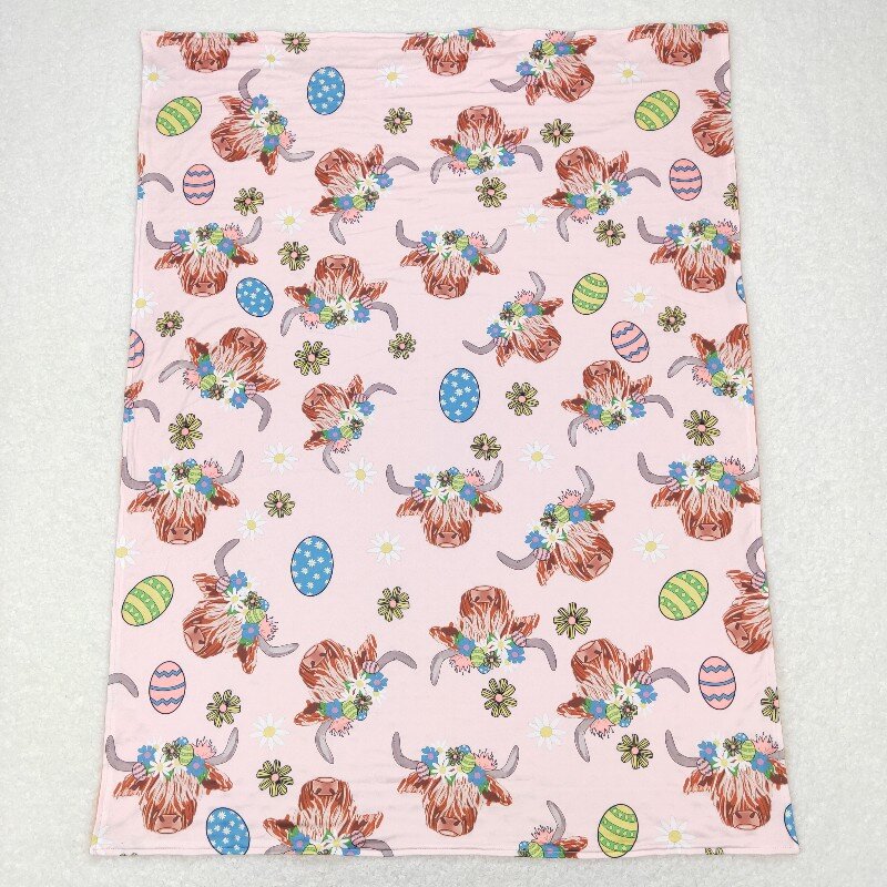 BL0095 Cow Head flower Egg light baby blanket