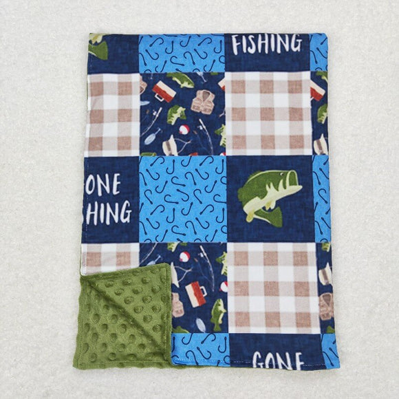 BL0097 Fishing letter green baby blanket