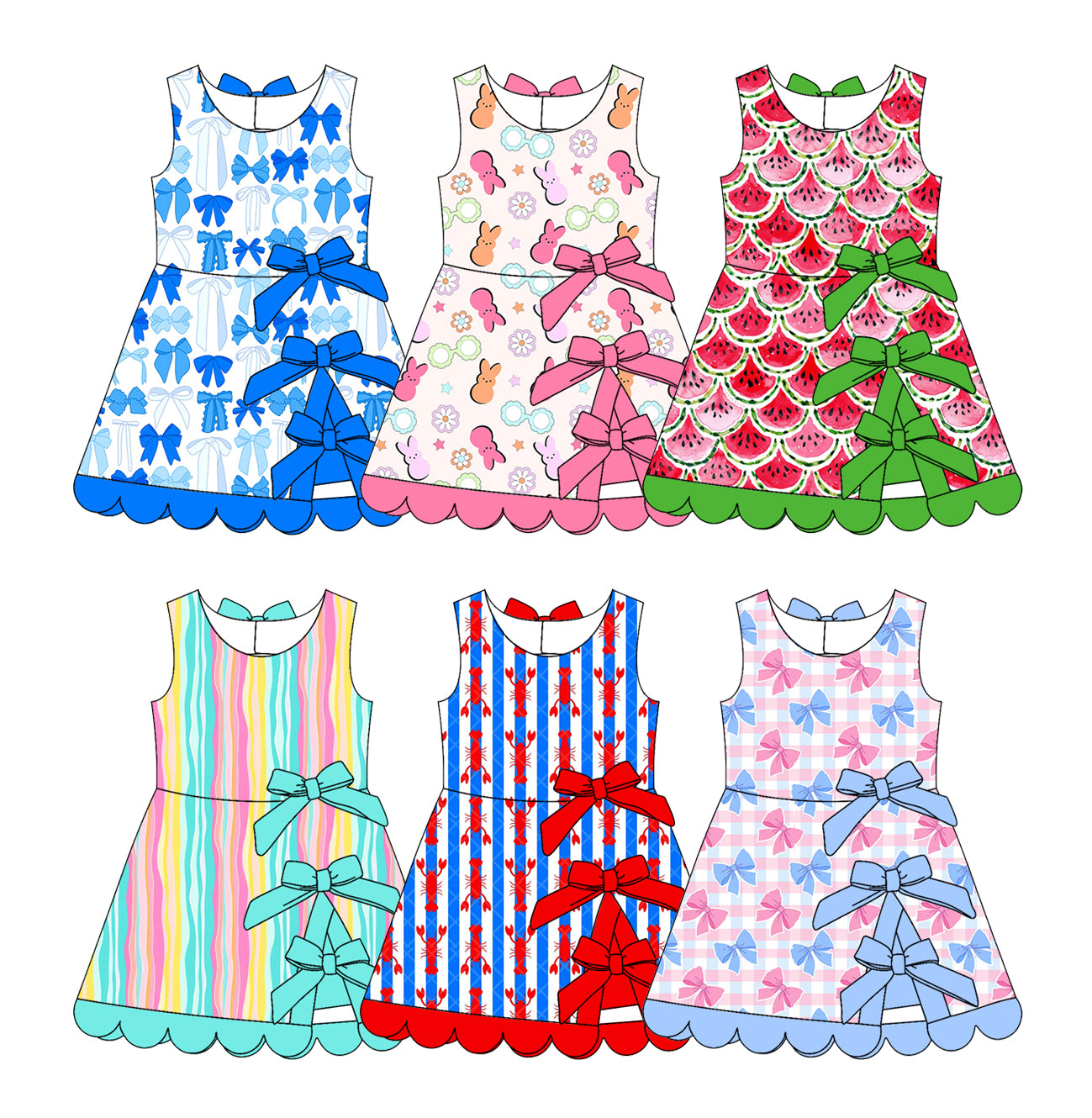 26.1.19 Custom (Moq 3 or 5) Sibling Baby Girl Sleeveless Bows Shorts Knee Length Dresses
