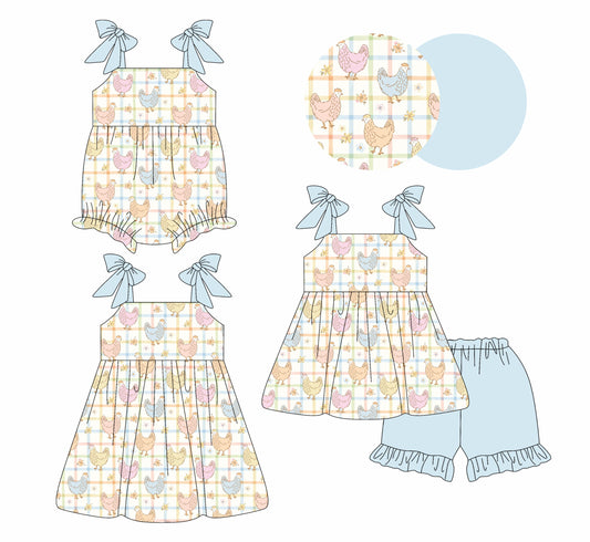26.1.14 Custom MOQ:3 or 5 pcs each design milk silk Sibling baby girl clothes short sleeve shorts sets and dress and romper