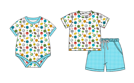 26.1.15 Custom MOQ:3 or 5 pcs each design milk silk Sibling baby boy clothes short sleeve shorts sets and romper