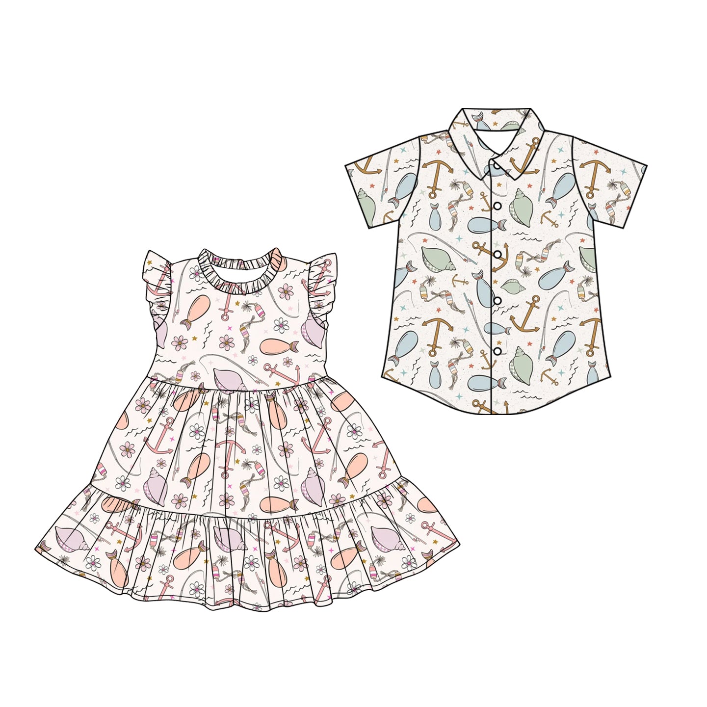 26.1.21 Custom (Moq 3 or 5) Sibling Baby Girl boy Short Sleeve Shorts Sets Kids Dress top