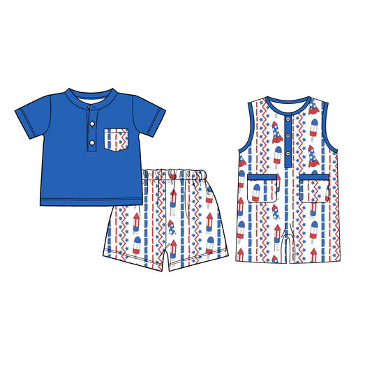 26.1.7 Custom MOQ:3 or 5 pcs each design milk silk Sibling baby boy clothes short sleeve shorts sets and romper