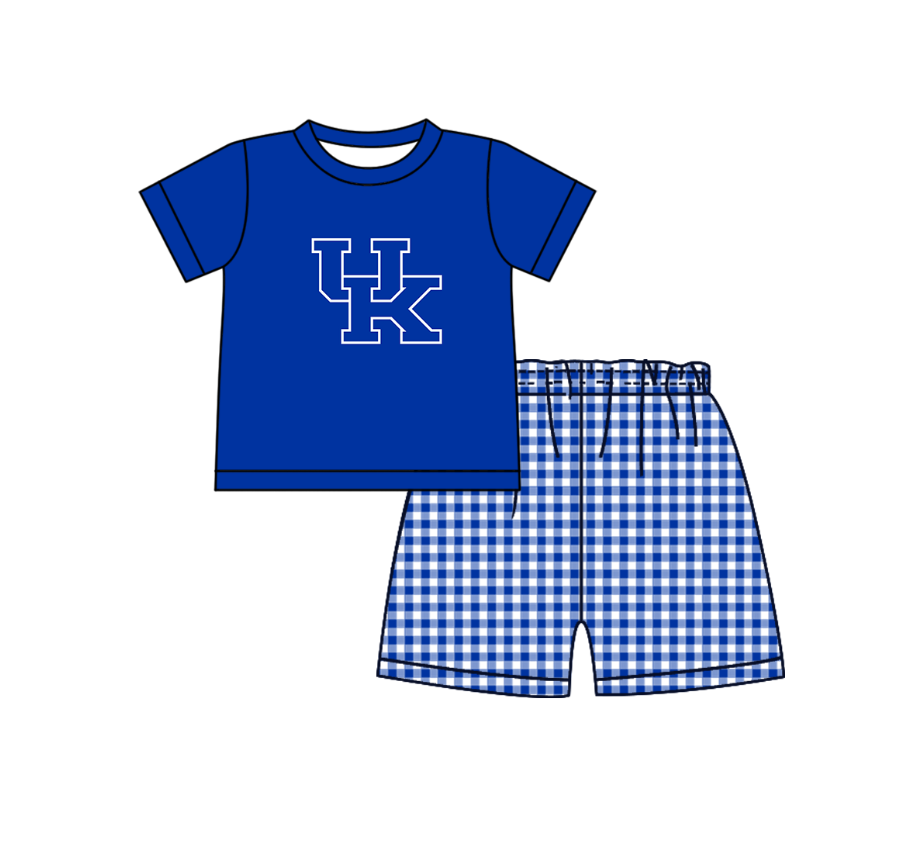 2.2 Custom Order Moq 3 Baby Boy Short Sleeve UK Top Checked Shorts Team Clothes Sets