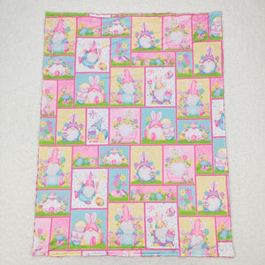 BL0094 Egg Bunny Ears Elf check rose red baby blanket