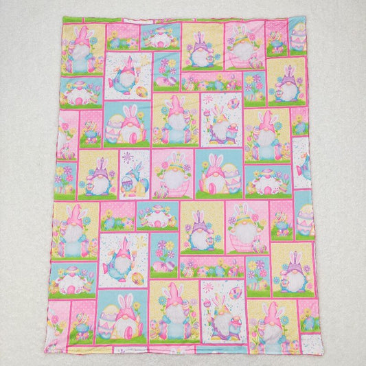 BL0094 Egg Bunny Ears Elf check rose red baby blanket