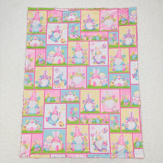 BL0094 Egg Bunny Ears Elf check rose red baby blanket