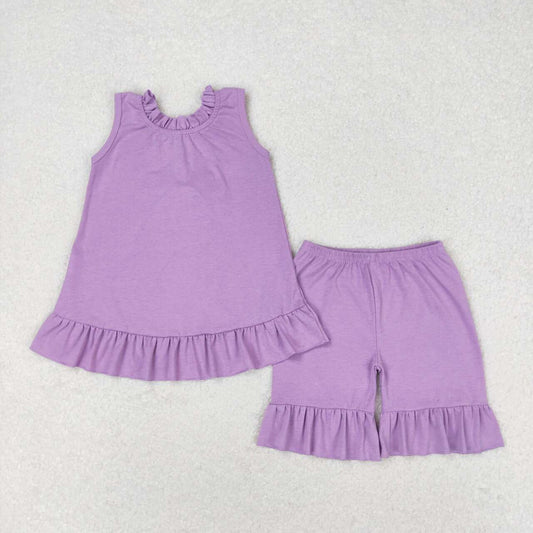 GSSO0520 Purple bow lace sleeveless shorts suit