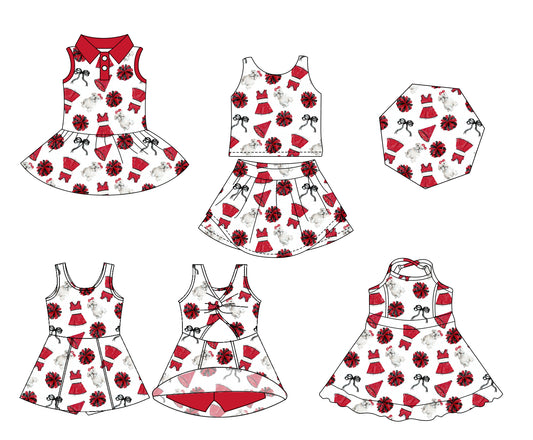 26.1.16 Custom (Moq 3 or 5) Sibling Baby Girl Sleeveless Team Short Knee Length Dresses and skirts sets