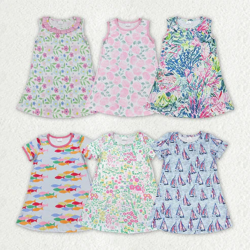 L-3.8 Sibling Baby Girls Summer Fashion Knee Length Dresses