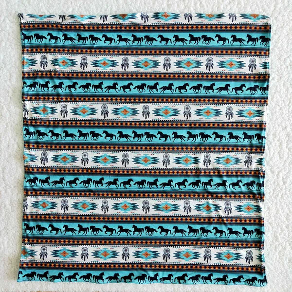 6 B2-17-74-83cm Blankets Western Horse Striped Light Blue