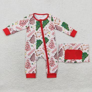 3.13 LR1150 RTS baby boy clothes tree zipper boy christmas romper Bamboo