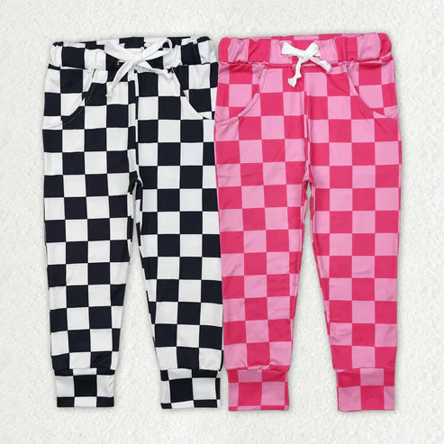 Sibling Baby Girls Checkered Jogger Pocket Pants