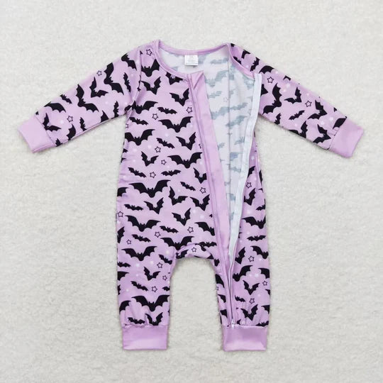 3.13 LR1097 RTS baby girl clothes purple bat girl halloween romper Bamboo