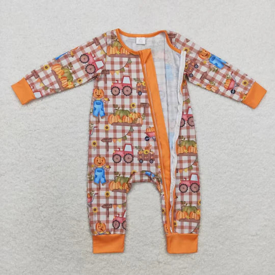 3.13 LR1046 RTS baby boy clothes pumpkin toddler boy halloween winter romper fall clothes-bamboo