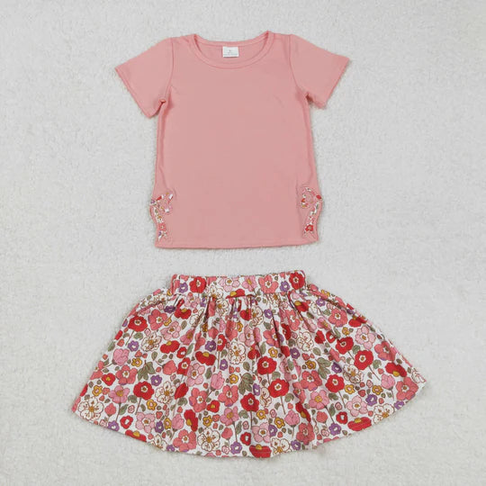 3.11 RTS girl summer matching clothes bow floral girl summer shorts set