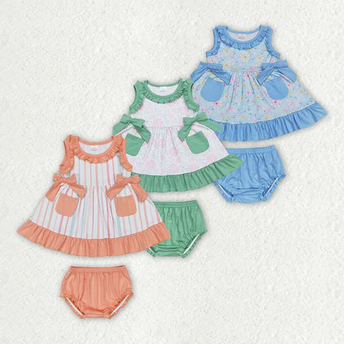 3.19 Sibling Baby Girls Summer Sleeveless Top Bummies Clothes Sets