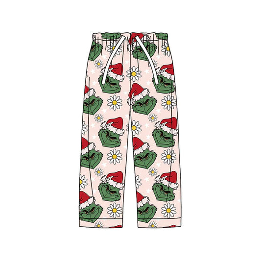 7.25 P0803 Adult Women Green Face Flowers Flare Pants Preorder