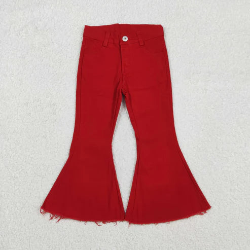 12.8 P0083 Baby Girls Red Denim Bell Jeans Pants