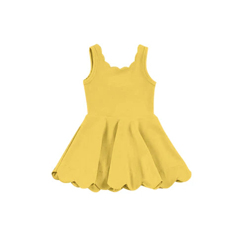 4.12 GSD2373 Baby Girls Yellow Sleeveless Yoga Active Knee Length Dresses Preorder