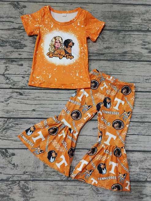 5.7 Baby Girs Singer Tennessee Team Top Bell Pants Clothes Sets preorder(MOQ 3)