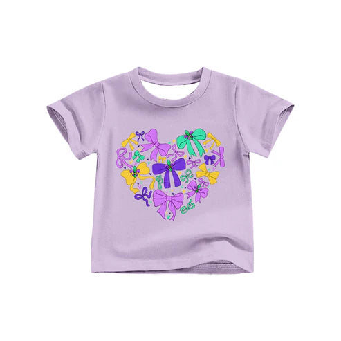 9.30 GT1255 Baby Girls Lavender Short Sleeve Mardigras Anchors Bows Tee Shirts Top Preorder