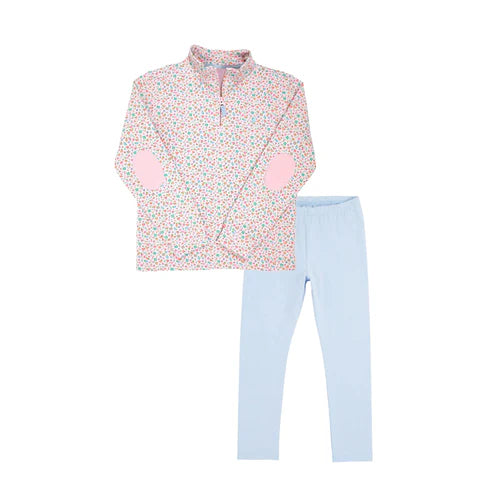 8.7 GLP2665 Baby Girls Floral Zipper Pullover Blue Legging Pants Set Preorder